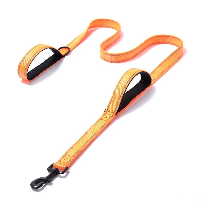 Reflective Nylon Double Thickened Dog Leash - Enhanced Visibility And Durability