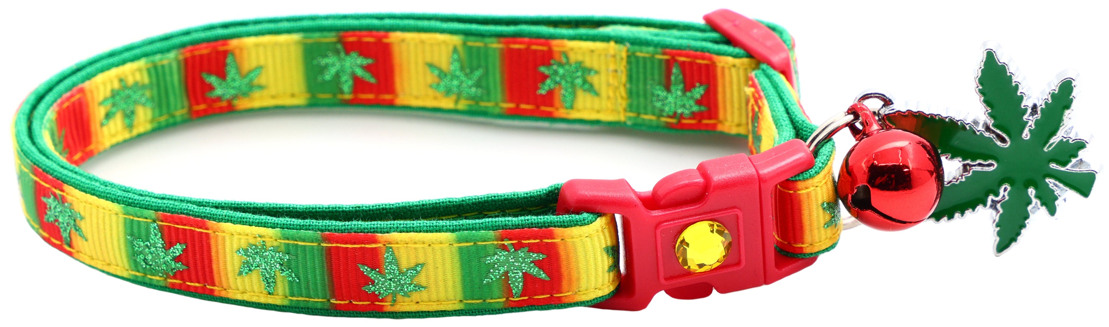 Marijuana Leaves Breakaway Cat Collar