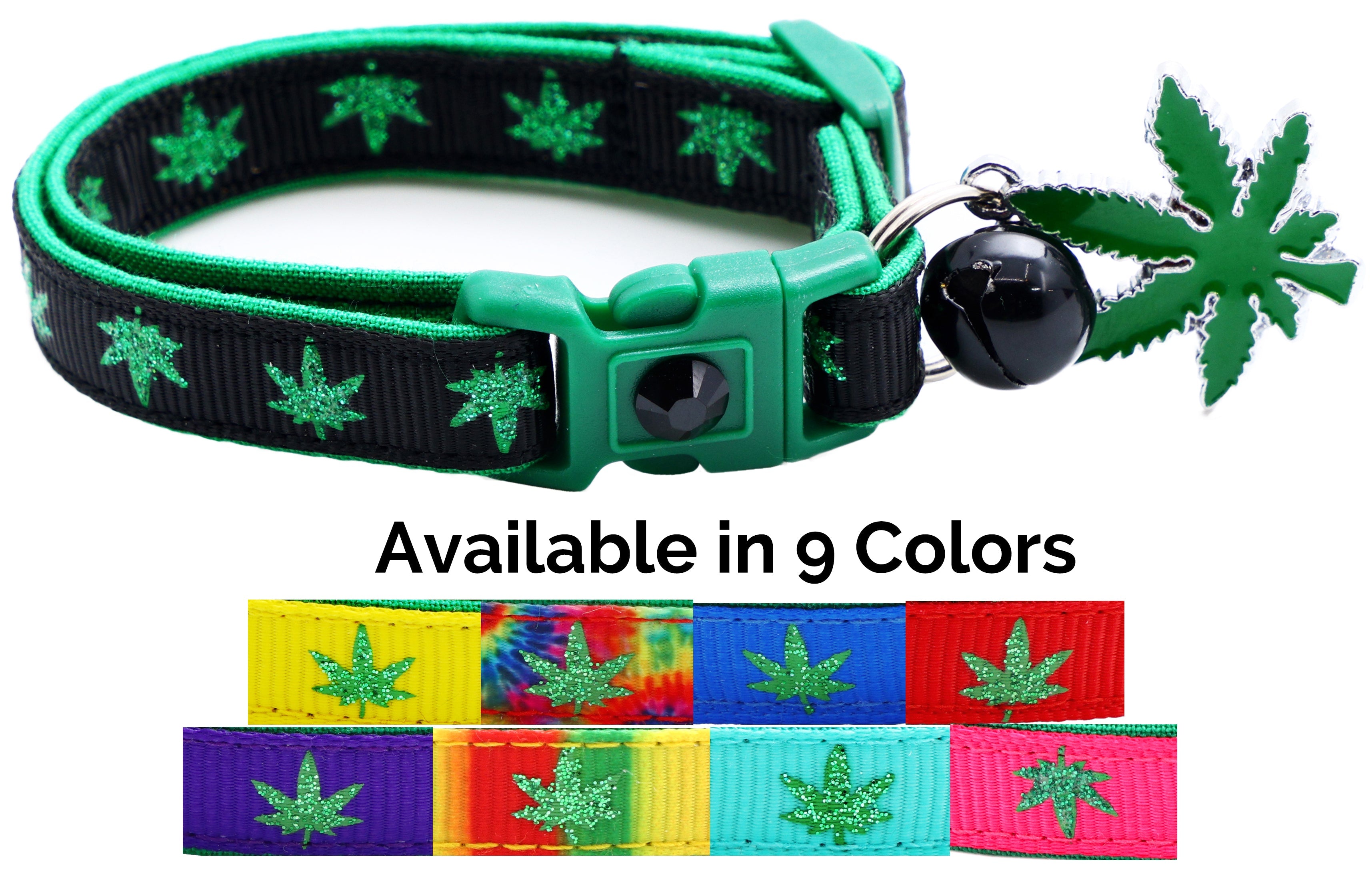 Marijuana Leaves Breakaway Cat Collar