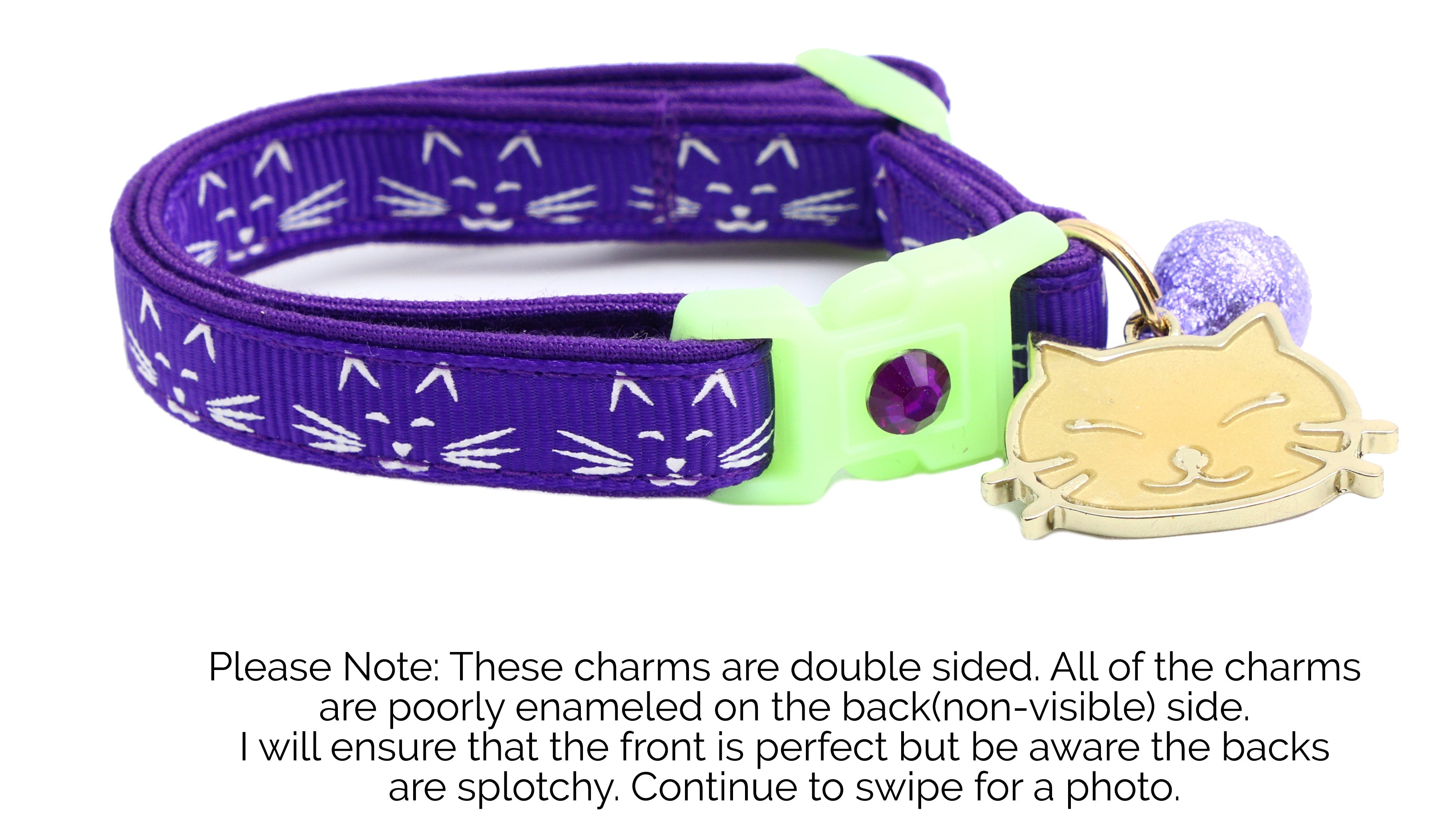 Glowing Cat Faces Breakaway Cat Collar