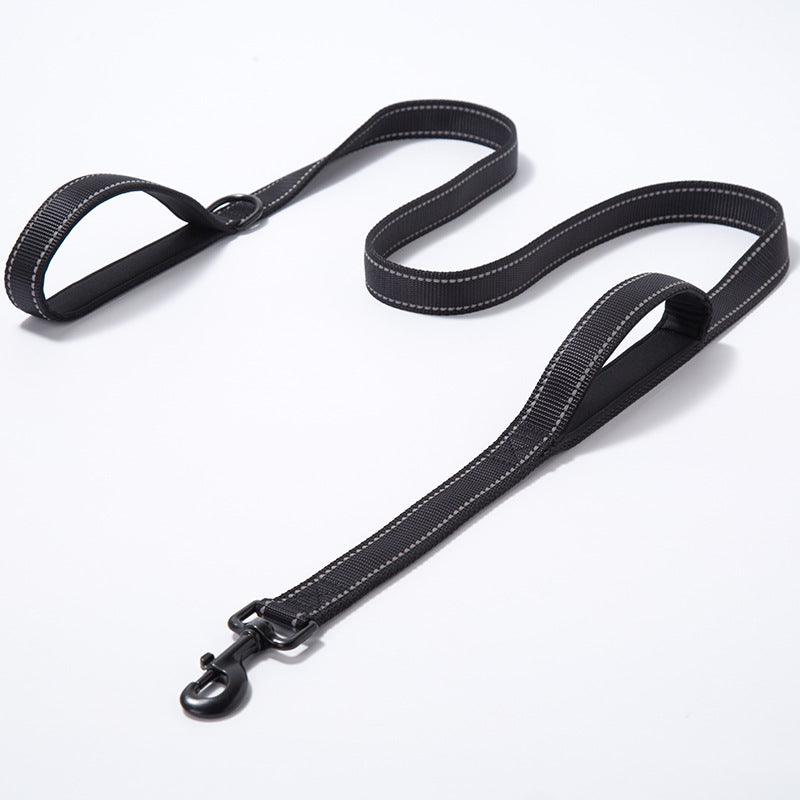 Reflective Nylon Double Thickened Dog Leash - Enhanced Visibility And Durability