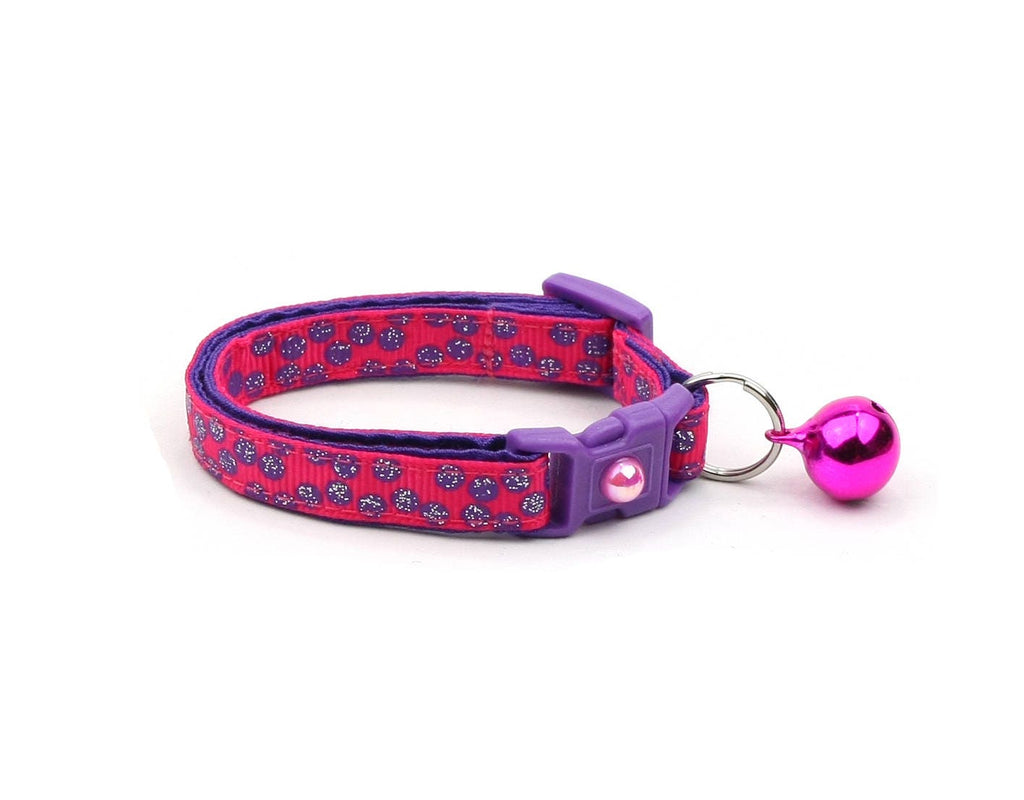 Purple Dots on Dark Pink Cat Collar