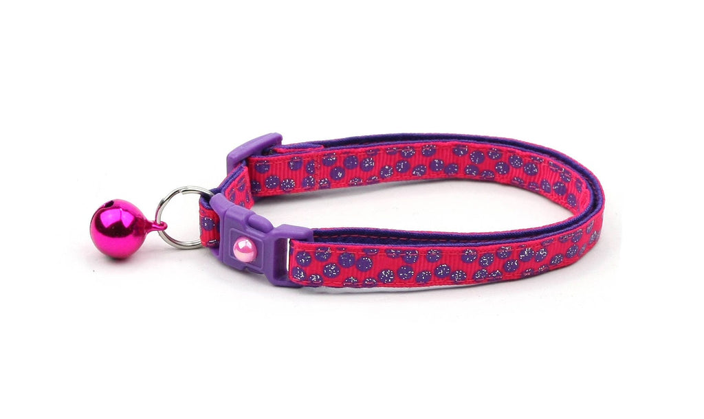 Purple Dots on Dark Pink Cat Collar