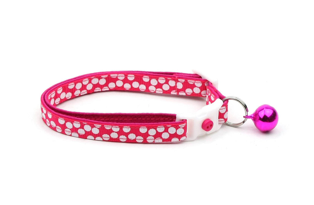 White Dots on Bright Pink Cat Collar