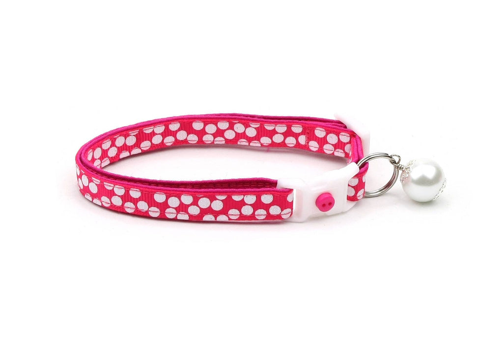 White Dots on Bright Pink Cat Collar