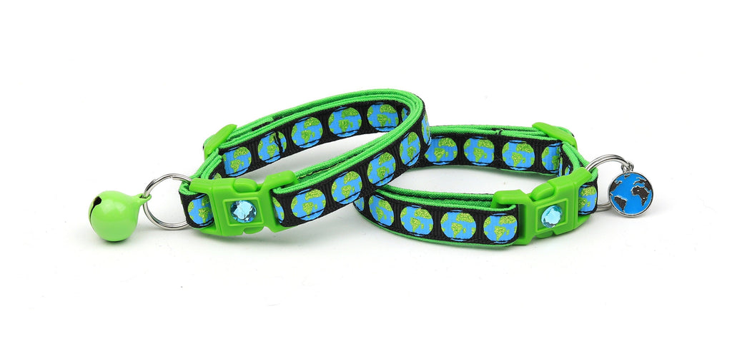 Earth on Black Cat Collar