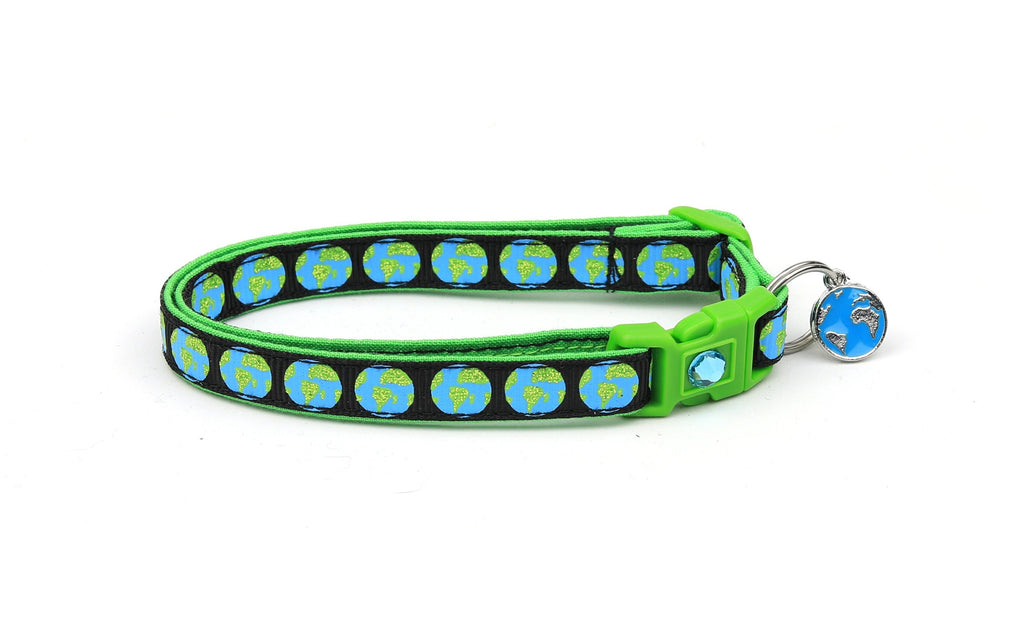 Earth on Black Cat Collar
