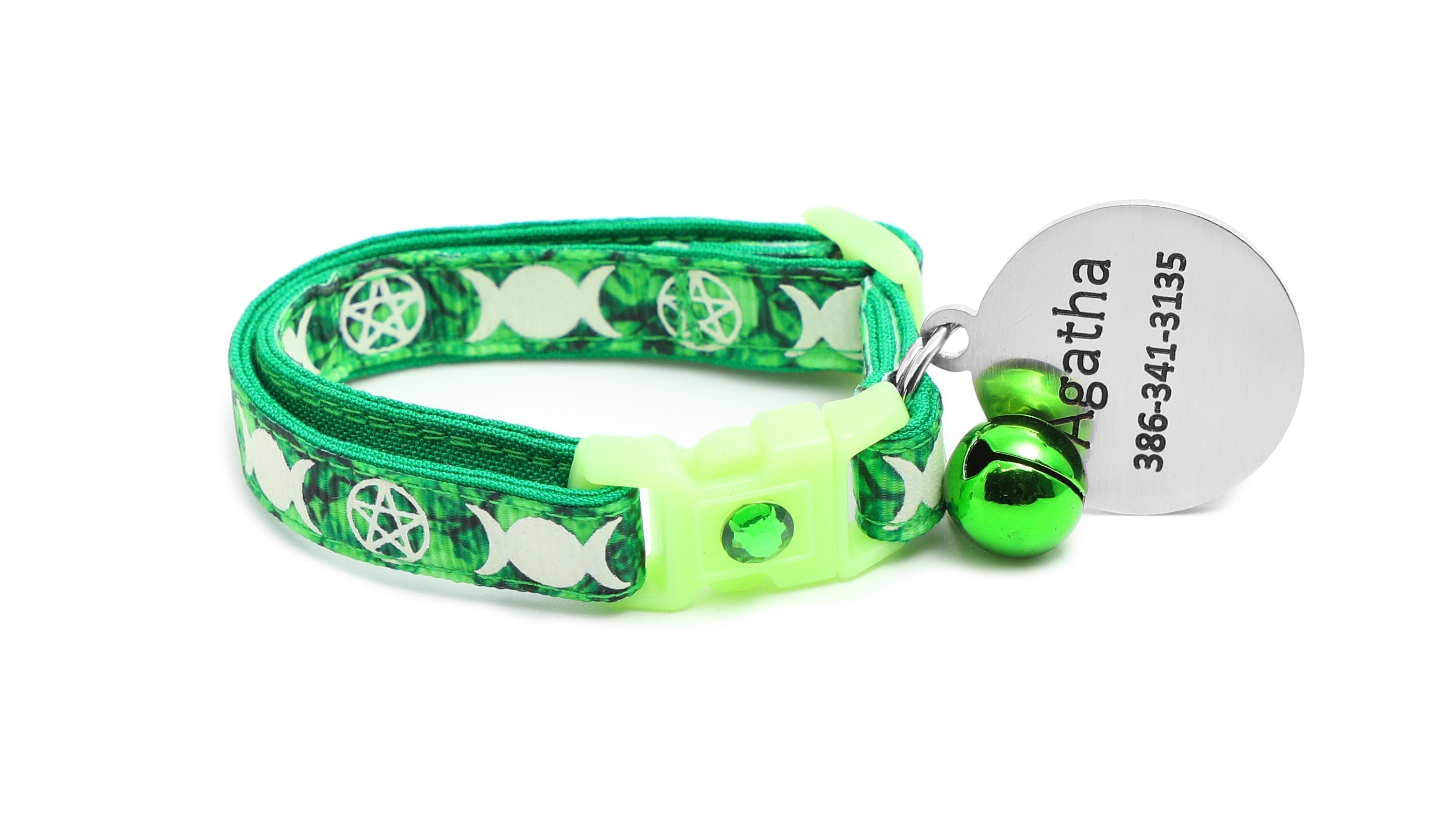 Witch's Familiar on Emerald Cat Collar