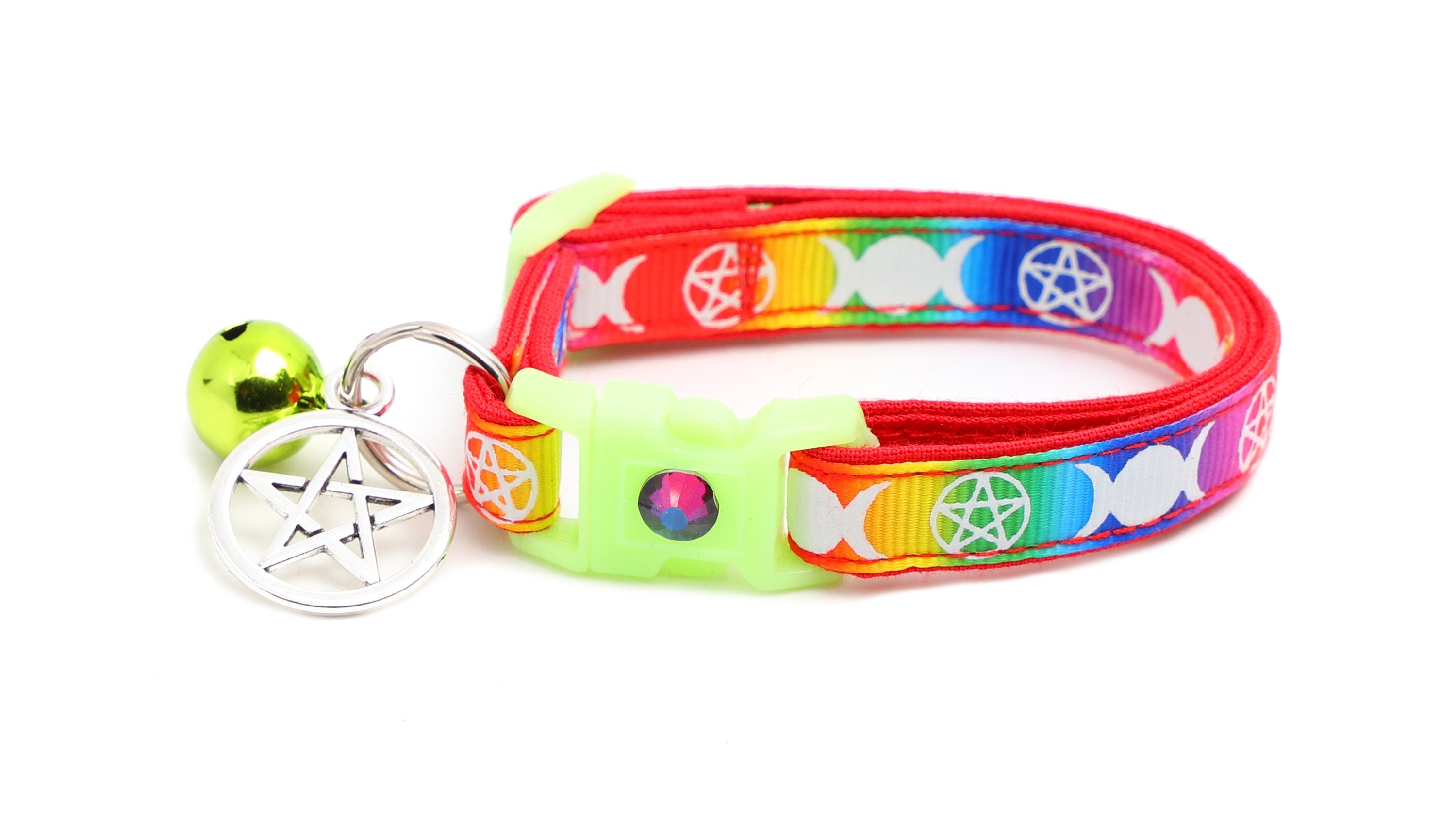 Witch's Familiar on Rainbow Cat Collar